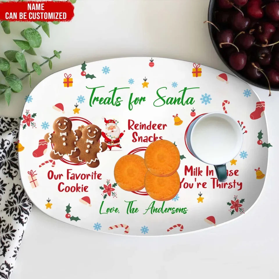 Treats For Santa - Personalized Platter, Santa Cookie Plate, Christmas Eve Cookie Plate