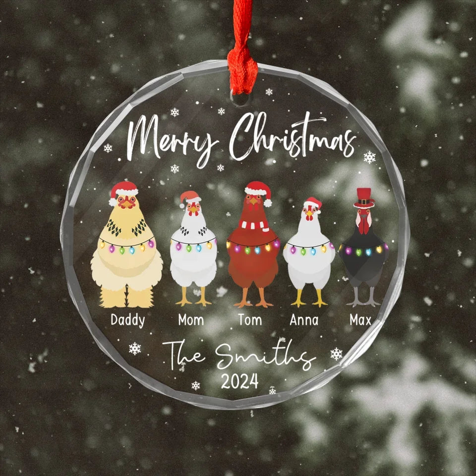 Custom Family Christmas Chicken - Personalized Glass Ornament, Family Christmas, christmas ornament, christmas ornaments, christmas decoration, christmas decor, christmas ornaments, christmas decor, valentines decor,ornament, personalized ornament,xmas,, christmas gift, happy christmas day,ornament, personalized ornament