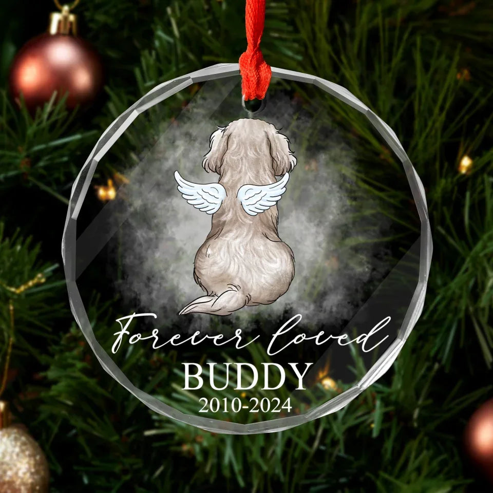 Forever Loved, Memorial For Dog Lover - Personalized Glass Ornament, Memorial Gift, memorial ornament, cardinal memorial ornament, memorial christmas ornament, angel memorial ornament, personalized memorial christmas ornament, personalized memorial ornament, memorial photo ornament