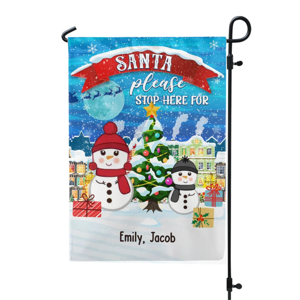 Santa Please Stop Here - Personalized Garden Flag, Christmas Home Decor - GF331YV