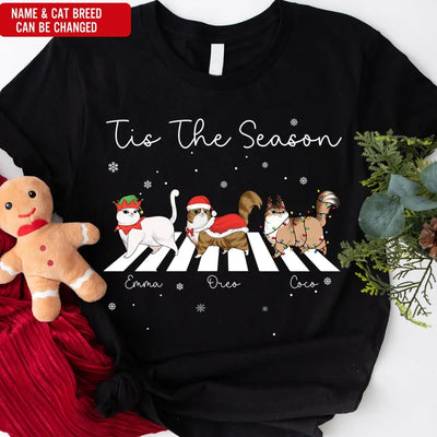 Tis The Season To Be Jolly - Personalized T-Shirt, Gift For Cat Lover , cat, cat  lover, gift for cat lover, cat gift, cat tee, tee, personalized t-shirt, t-shirt, cat lover gift, cat t-shirt, 
