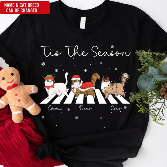 Tis The Season To Be Jolly - Personalized T-Shirt, Gift For Cat Lover , cat, cat  lover, gift for cat lover, cat gift, cat tee, tee, personalized t-shirt, t-shirt, cat lover gift, cat t-shirt, 