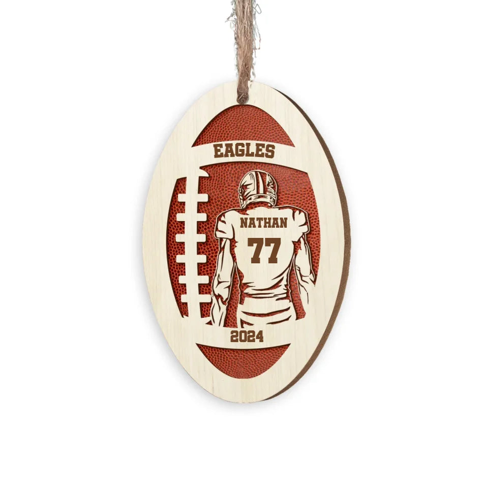 Football Christmas - Personalized Wooden Ornament, Gift For Football Lovers, Football Players - ORN327