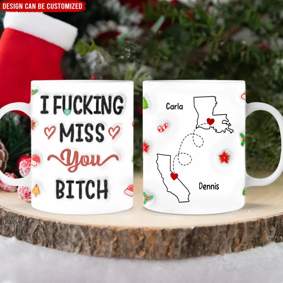 I Miss You Christmas Friendship - Personalized 3D Inflated Effect Printed Mug, Christmas Mug For Friends, Friendship Distant