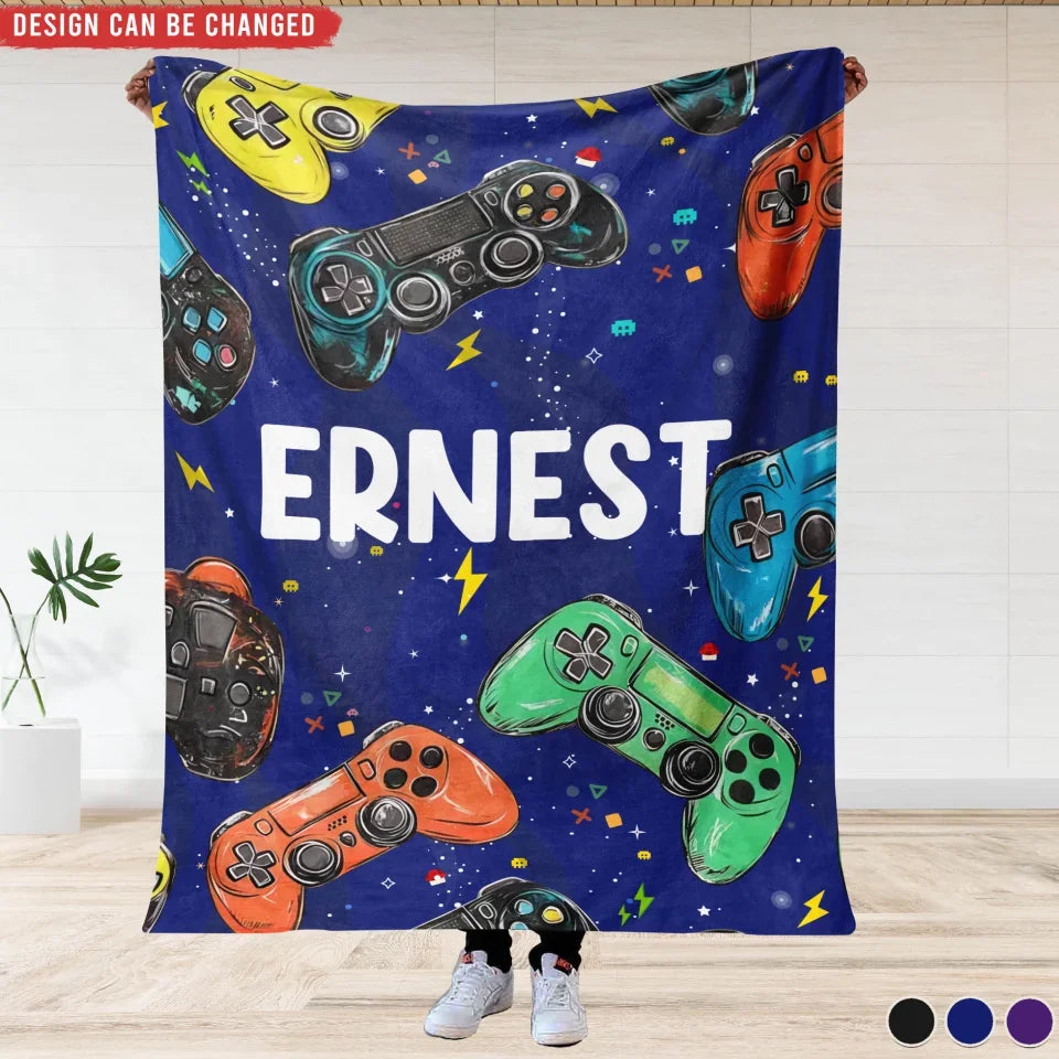 Video Game, Game Console - Personalized Blanket, Gift For Gamer/Kids, Custom Name Blanket