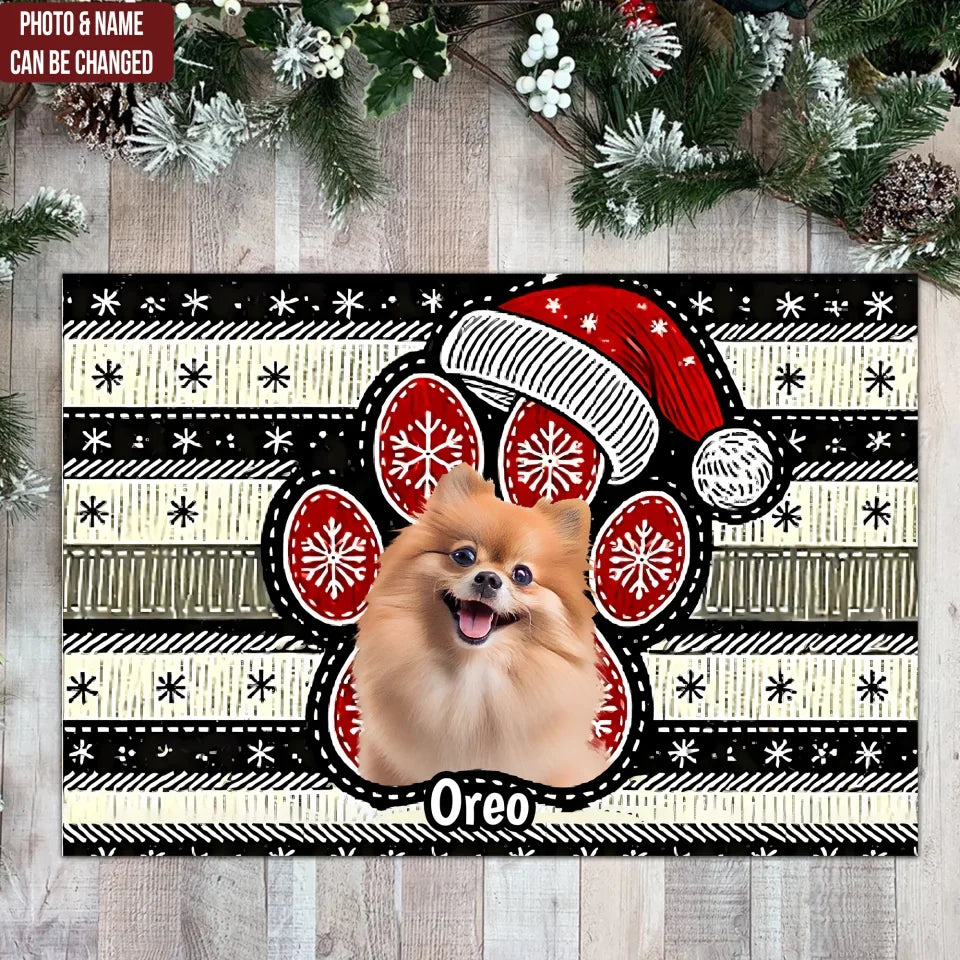 Merry Christmas Dog Paw - Personalized Doormat, Gift For Dog Lovers, Christmas Doormat, Doormat,dog,outdoor doormats,welcome mat,custom doormats,front doormat,funny doormats,gifts for dog lovers,personalized tumbler,dog