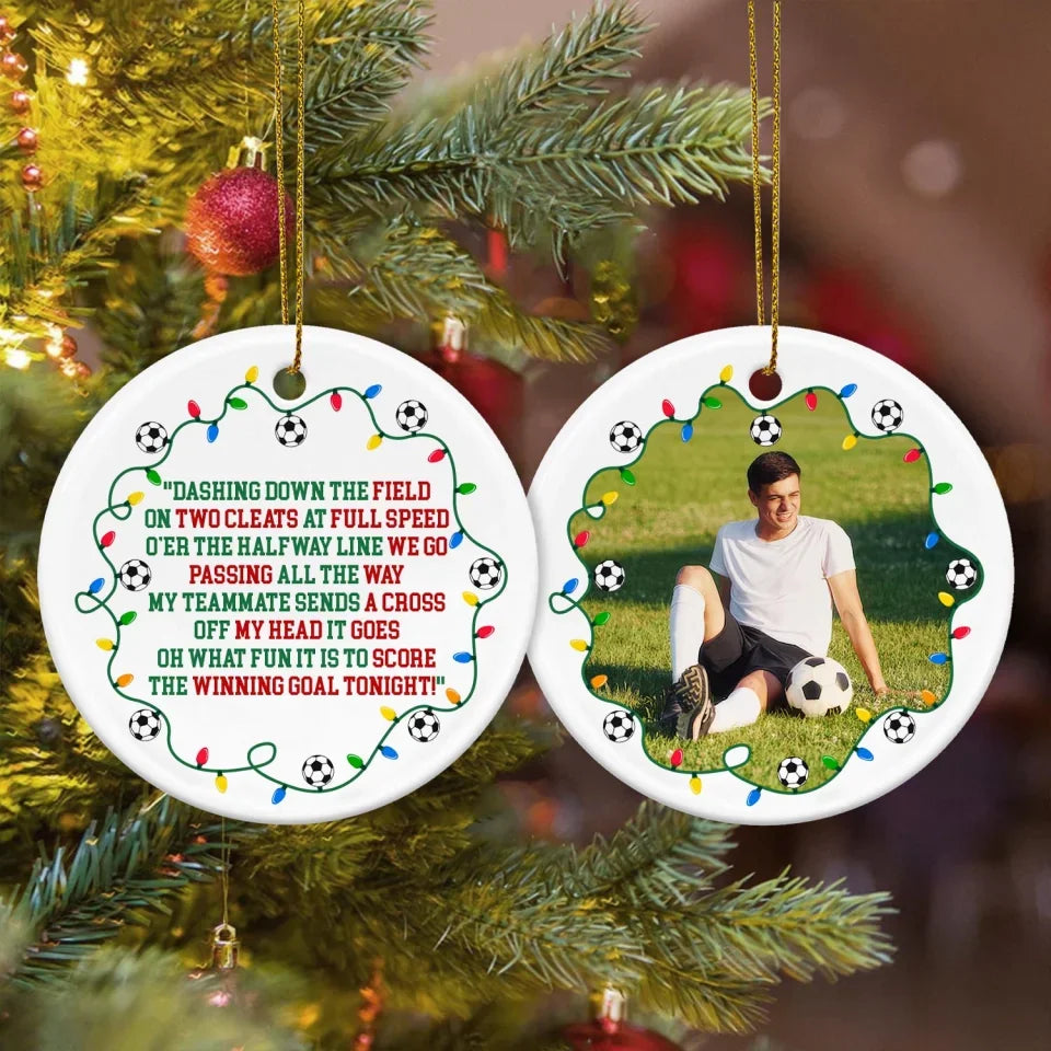 Oh What Fun It Is To Score The Winning Goal Tonight - Personalized Ceramic Ornament, Christmas Gift For Soccer 