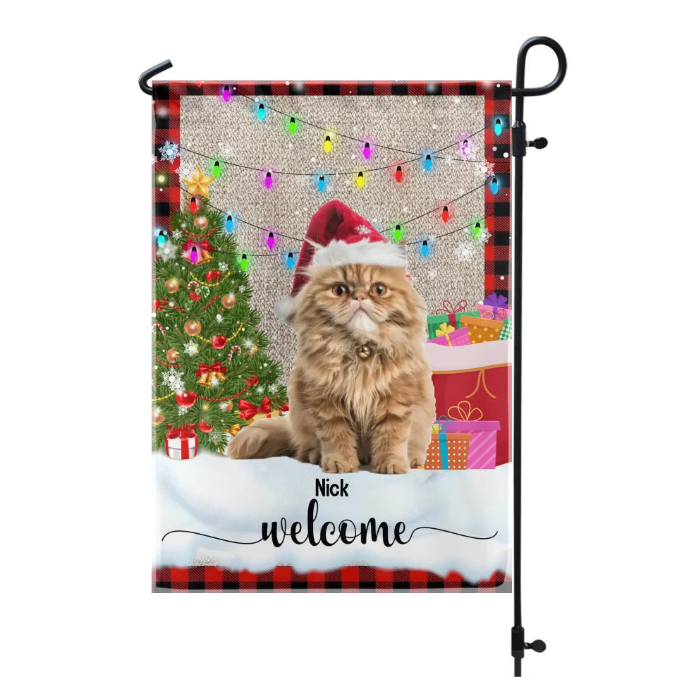 Christmas Cat Winter - Personalized Garden Flag, Christmas Cat Flag, Winter Home - GF540AN