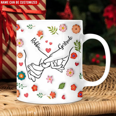 Couple Holding Hand - Personalized Mug, Couple Coffee Cup, Anniversary Gift, Gift for Her - M412YV