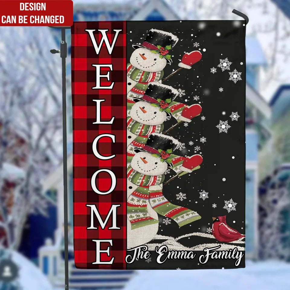 Christmas Snowman Plaid - Personalized Garden Flag, Welcome Christmas Flag - GF565AN