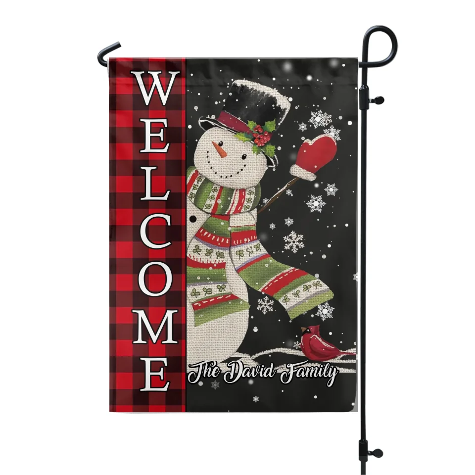 Christmas Snowman Plaid - Personalized Garden Flag, Welcome Christmas Flag - GF565AN