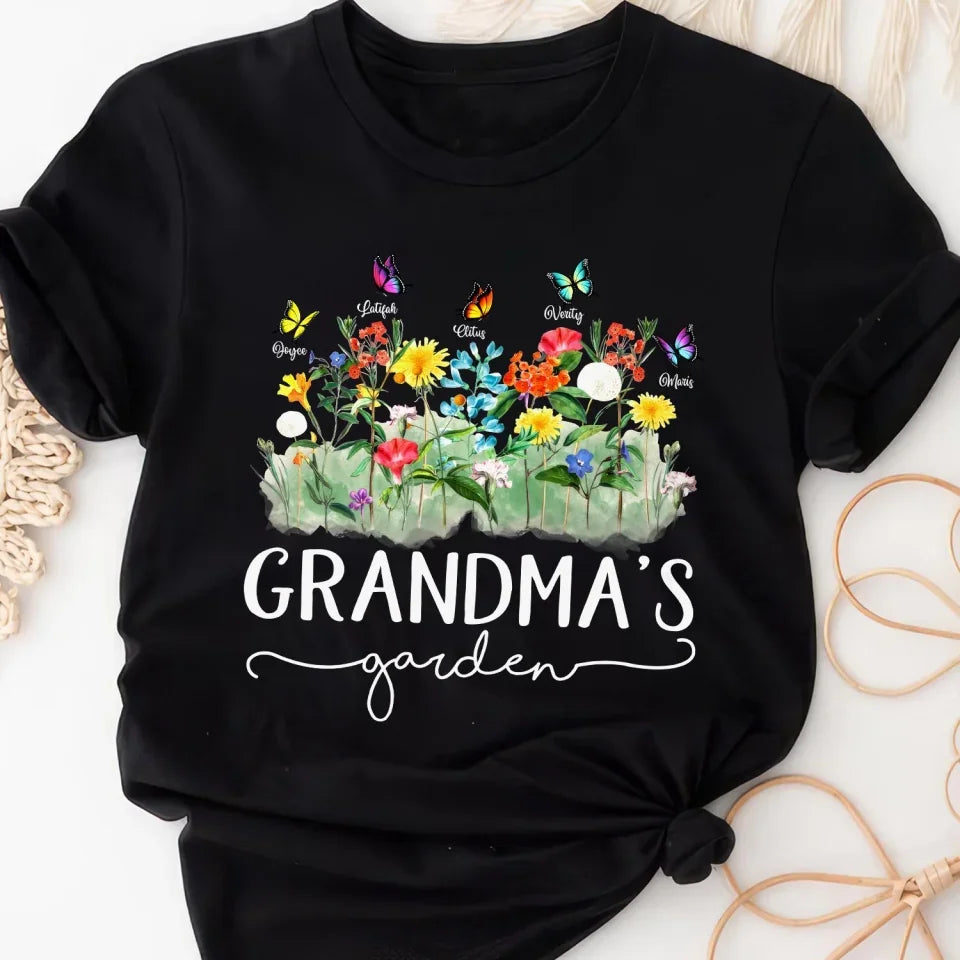 Birth Flowers Grandma's Garden - Personalized T-Shirt, Gift For Grandma, Family - TS570AN