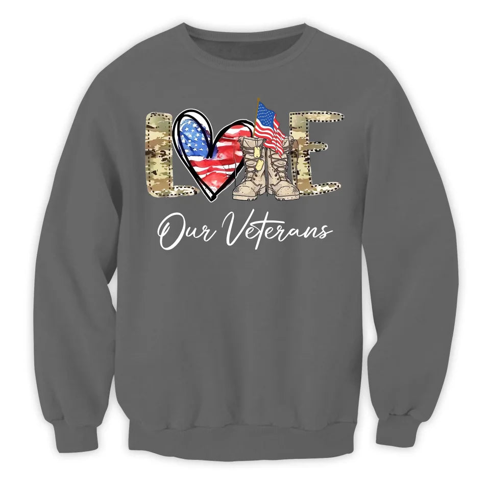 Love Our Veterans - Personalized T-Shirt, Military Shirt for Women, Army Wife Shirt - TS571AN