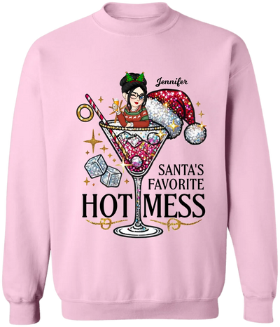 Santa's Favorite Hot Mess - Personalized T-Shirt, Christmas Gift for Her - TS281YV