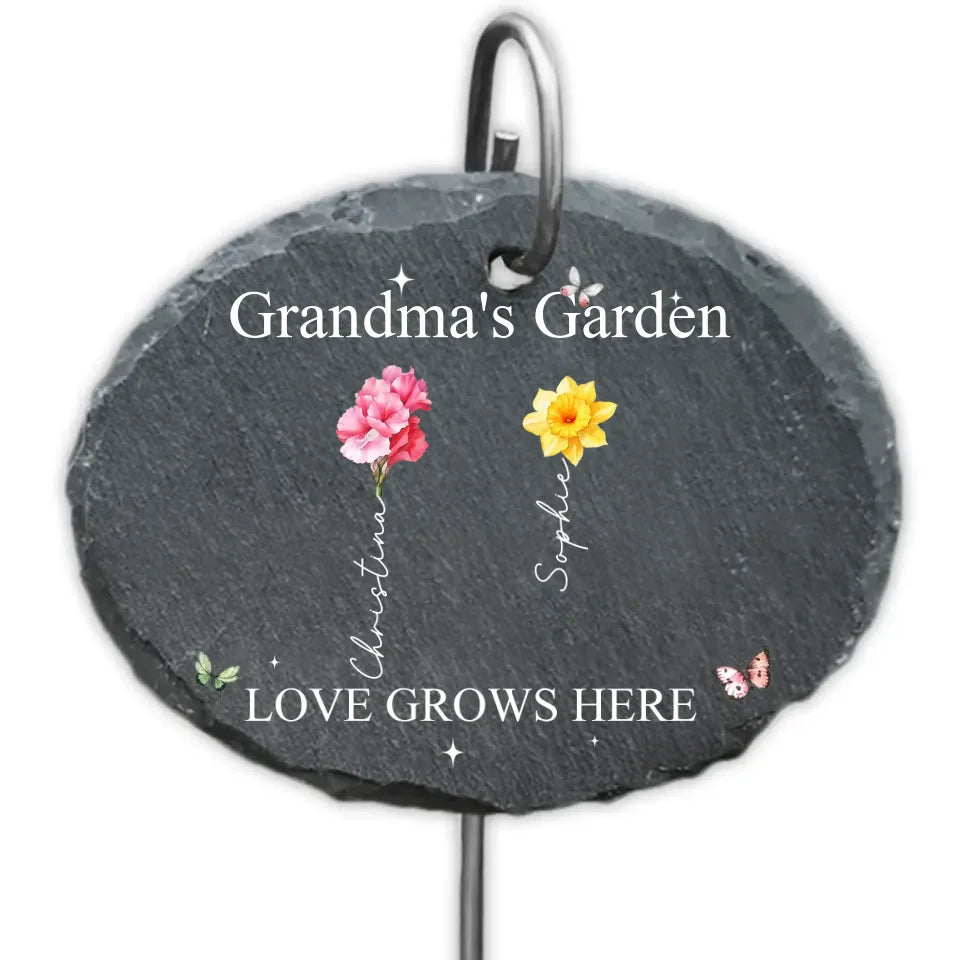 Grandma's Garden - Personalized Garden Slate, Grandma Gift, Birth Month Flower Custom Name - GS441YV