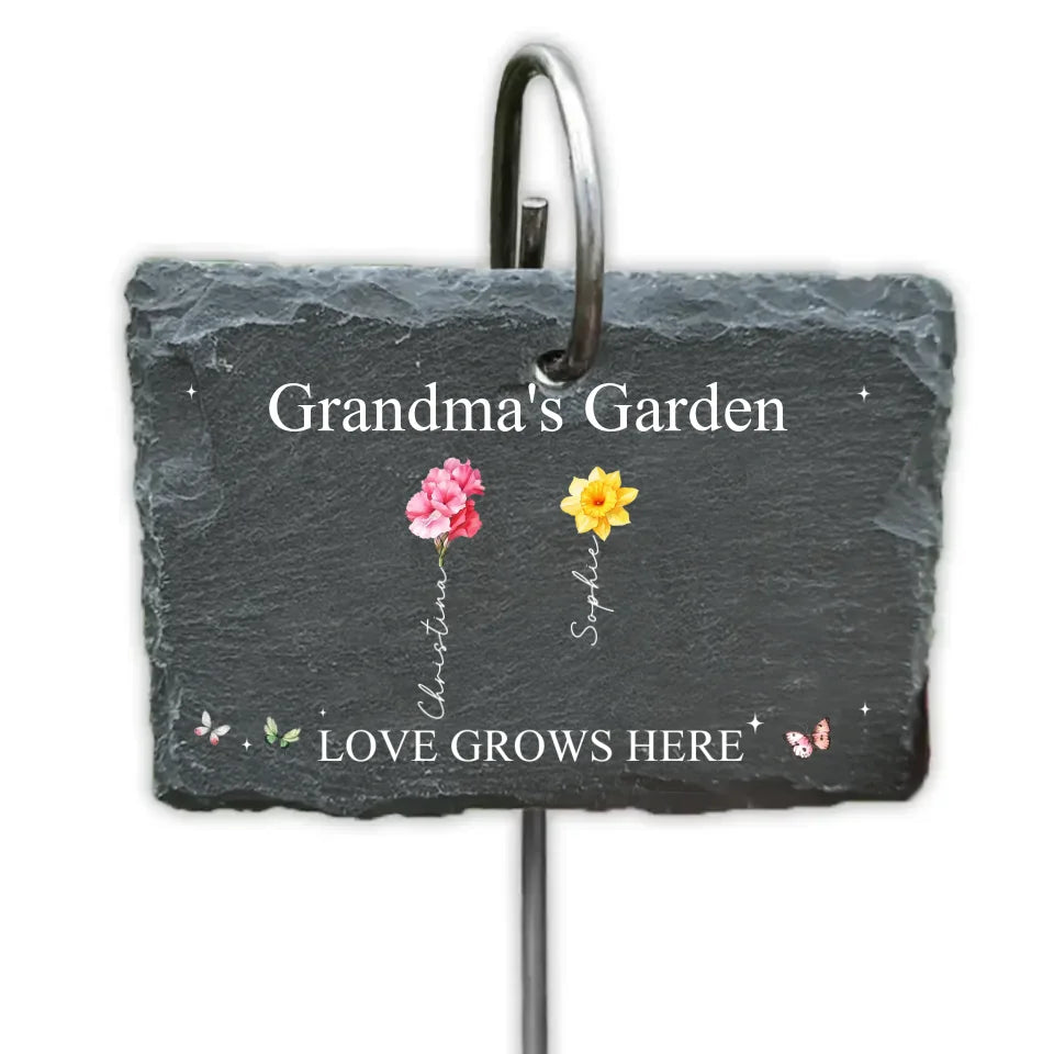 Grandma's Garden - Personalized Garden Slate, Grandma Gift, Birth Month Flower Custom Name - GS441YV