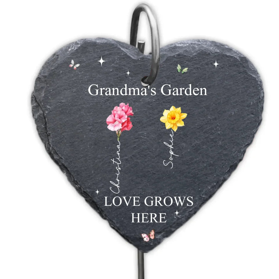 Grandma&#39;s Garden - Personalized Garden Slate, Grandma Gift, Birth Month Flower Custom Name - GS441YV