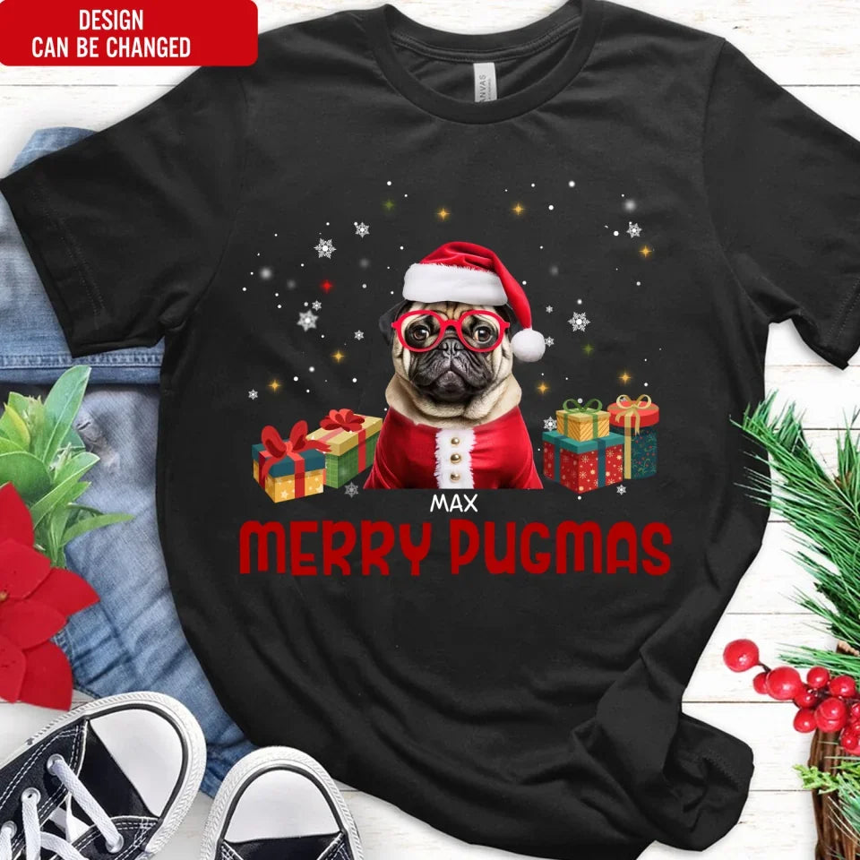 Merry Pugmas - Personalized T-Shirt, Christmas Gift For Dog Lovers - TS573AN