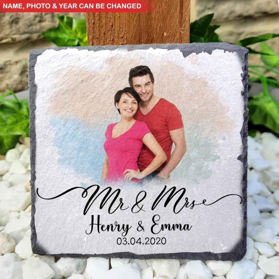 Mr & Mrs Custom Photo Couples - Personalized Stone, Gift For Couples, Gift For Him, Gift For Her, 