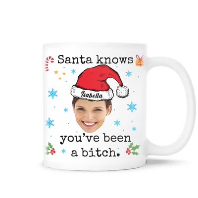 Santa Know You've Been A Bitch - Personalized Mug, Funny Christmas Gift for Bestie - M447YV