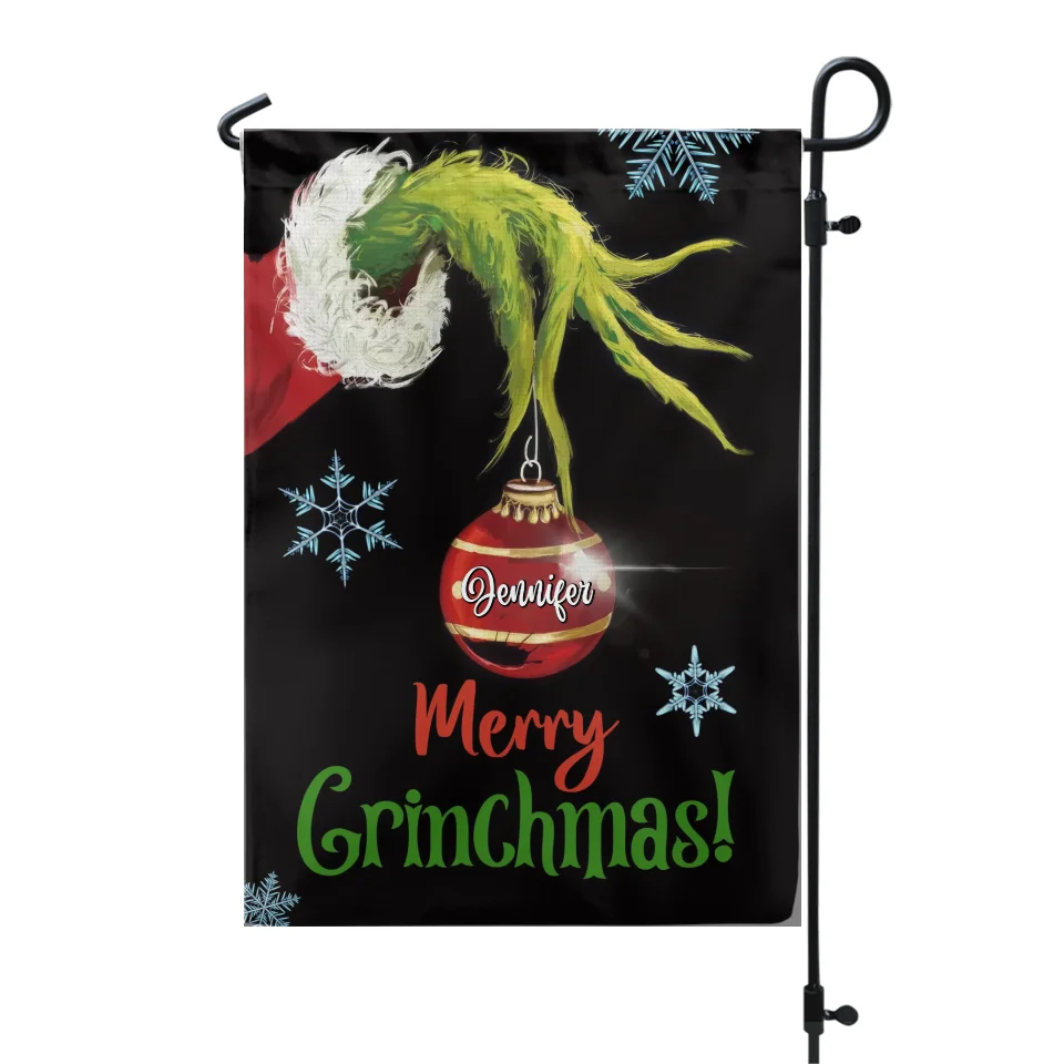 Merry Grinchmas - Personalized Garden Flag, Christmas Home Decor, Grinchmas Garden Flag  - GF569AN