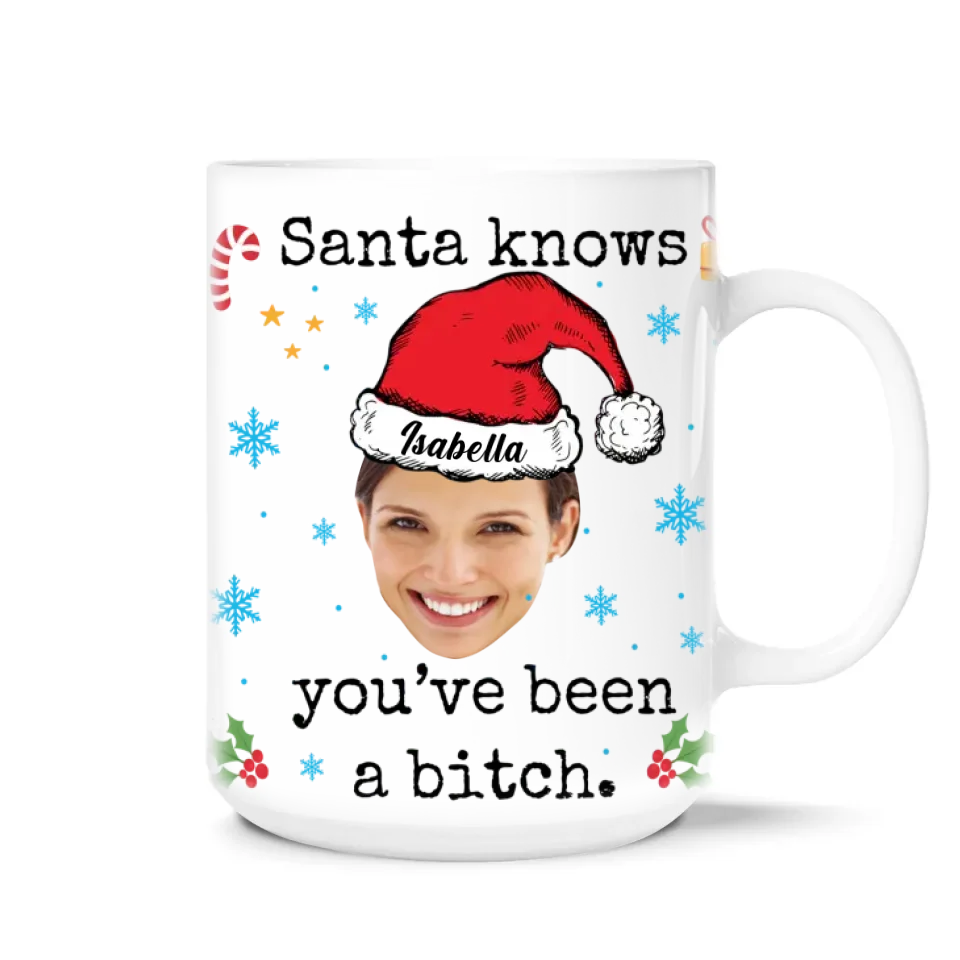 Santa Know You've Been A Bitch - Personalized Mug, Funny Christmas Gift for Bestie - M447YV