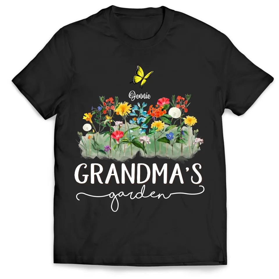 Birth Flowers Grandma&#39;s Garden - Personalized T-Shirt, Gift For Grandma, Family - TS570AN