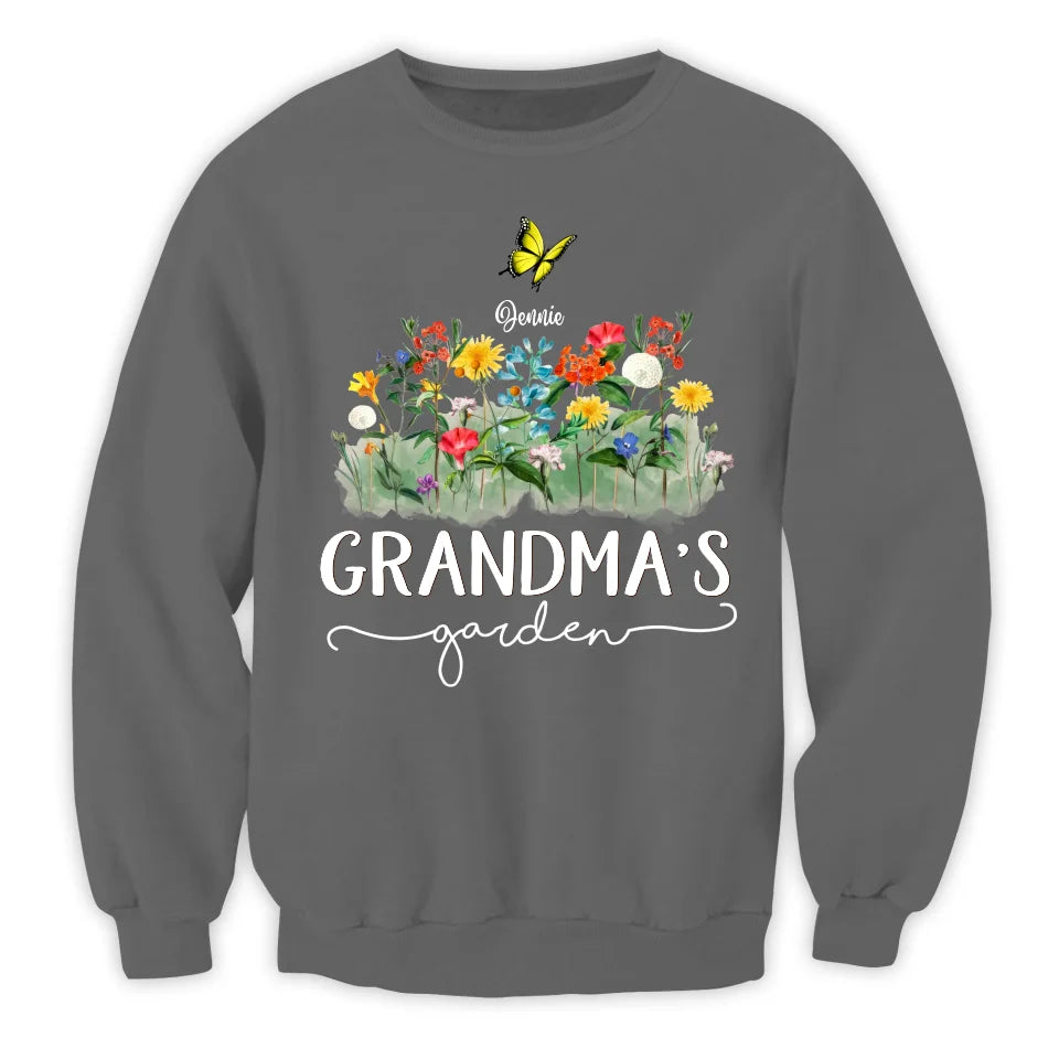 Birth Flowers Grandma's Garden - Personalized T-Shirt, Gift For Grandma, Family - TS570AN