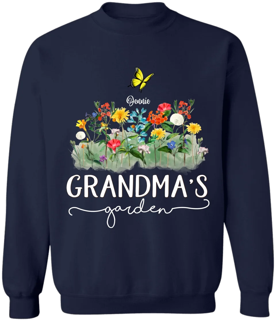 Birth Flowers Grandma's Garden - Personalized T-Shirt, Gift For Grandma, Family - TS570AN