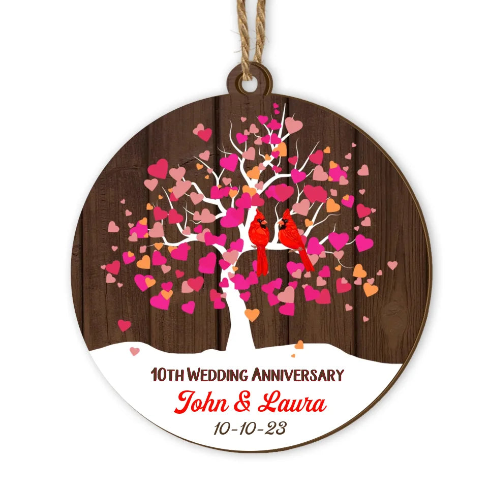 Wedding Anniversary - Personalized Wooden Ornament, Wedding Gift, Christmas Gift