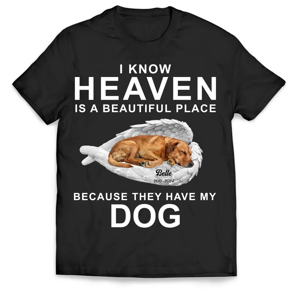 I Know Heaven Is A Beautiful Place Because They Have My Dog  - Personalized T-Shirt, Gift For Dog Parents, Loss Of Pet - TS578AN