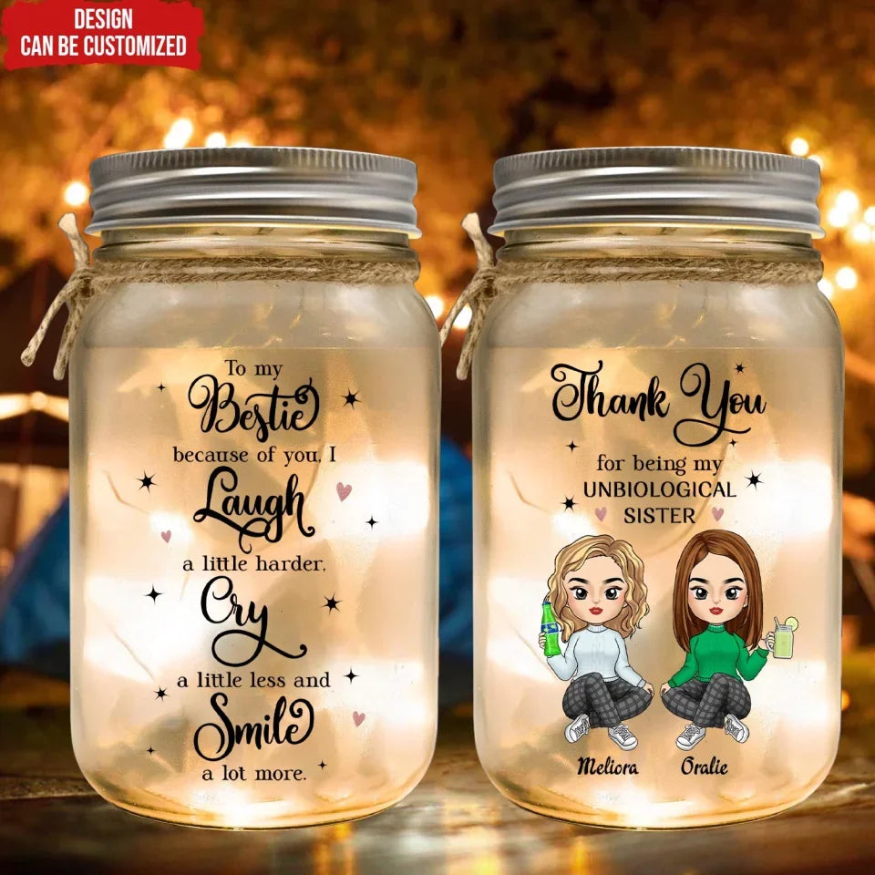 To My Bestie - Personalized Mason Jar Light, Unique Gift For Bestie, Best Friend Gift