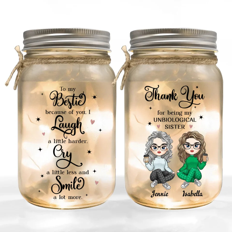 To My Bestie - Personalized Mason Jar Light, Unique Gift For Bestie, Best Friend Gift - MJL443YV