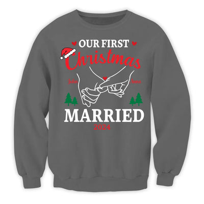 Our First Christmas Married - Personalized T-Shirt, Newlywed Shirt, Gift for Couples - TS452YV