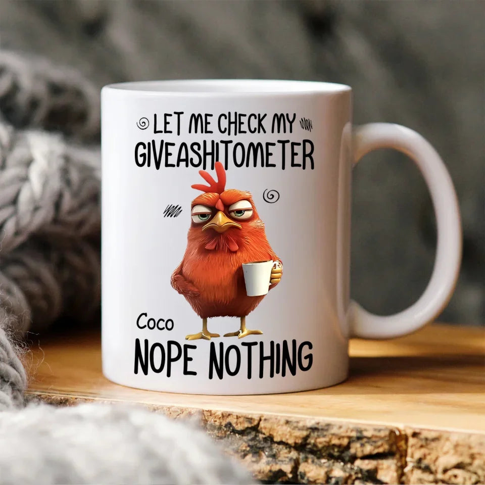 Funny Let Me Check My Giveashitometer Nope Nothing - Personalized Mug, Fun Gifts For Coworkers, Friends, Family, Gift for Animal Lovers - M582AN