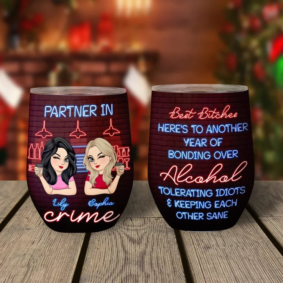 Partner In Crime - Personalized Wine Tumbler, Bestie Gift, Funny Best Friend Tumbler, friend gift, personalized tumbler, best friend tumbler, gift for friend, funny wine tumbler, custom wine tumbler, friend friend gifts, best friends tumbler, custom tumbler, tumbler sister, tumbler ,tumbler gift friends