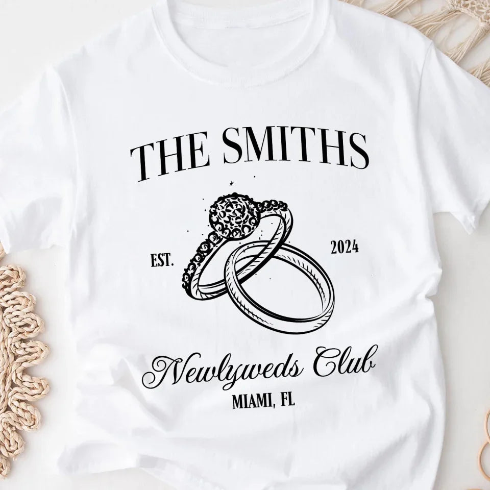 Newlyweds Club - Personalized T-Shirt, Couple Vintage Shirt, Anniversary Gift, His and Her Shirt - TS493YV