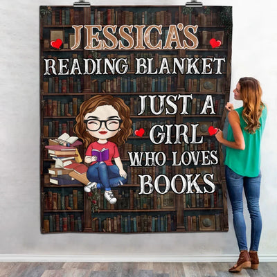 Reading Blanket Just A Girl Who Loves Books - Personalized Blanket, Gift For Book Lovers - BL585AN