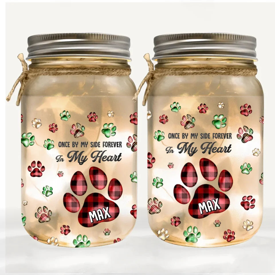 You Left Paw Prints On My Heart - Personalized Mason Jar Light, Memorial Gift For Loss Of Pet, Gift For Pet Owners - MJL602AN