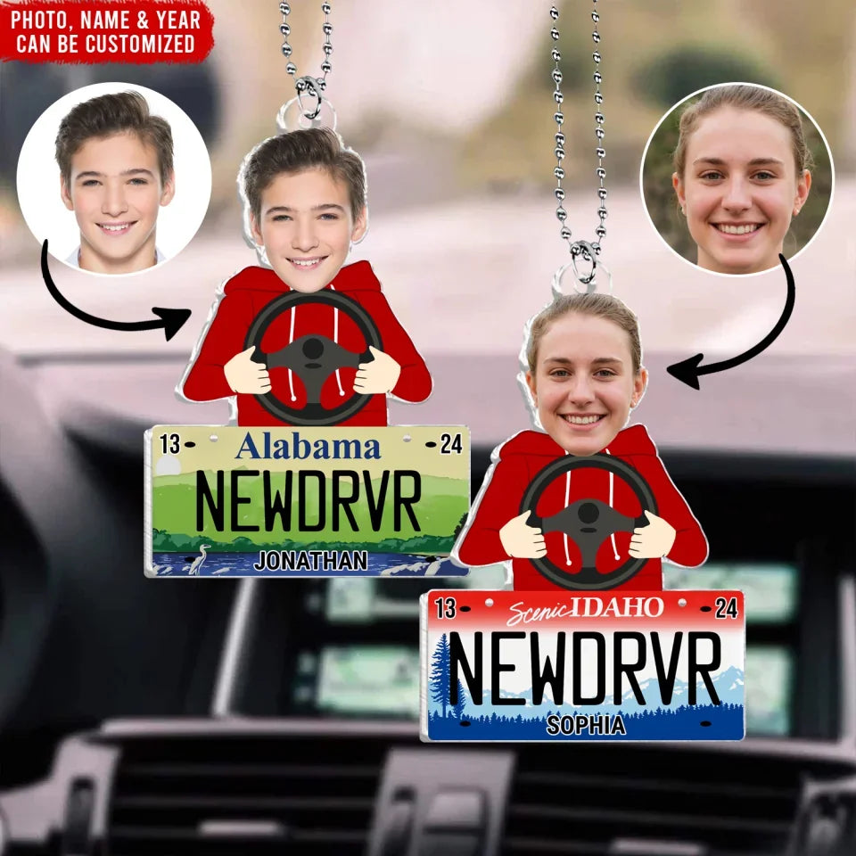 New Driver - Personalized Acrylic Car Hanger, Photo New Car Hanger, First Teenager Car Hanger