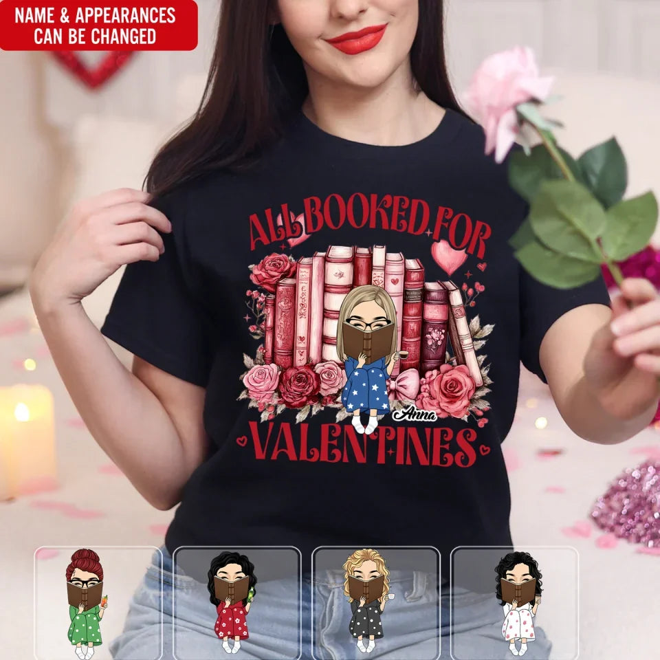 All Booked For Valentines - Personalized T-Shirt, Gift For Book Lovers , valentines day shirt, valentines day shirts, valentines t-shirt,t-shirt, tee, personalized shirt,valentines day, valentines, valentines day gift, happy valentines day