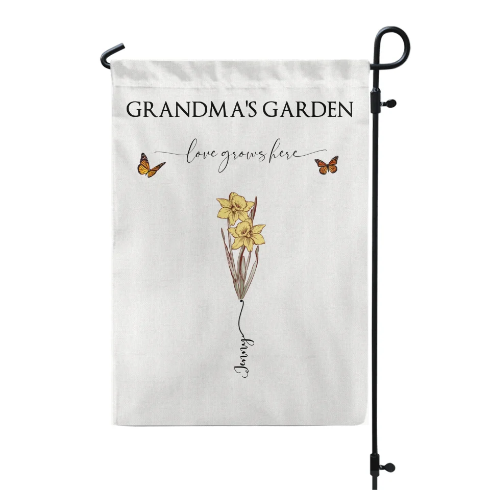 Grandma’s Garden Love Grow Here - Personalized Garden Flag, Gift For Family - GF619AN