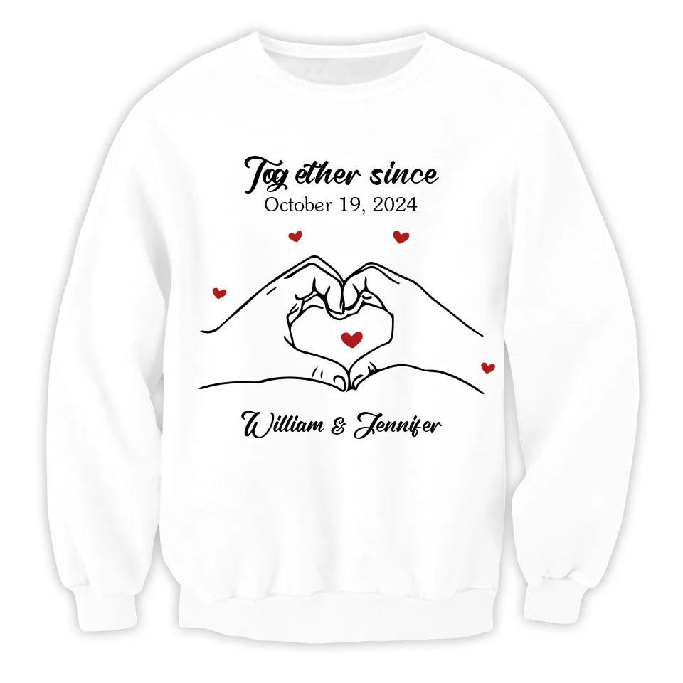 Couple Holding Hands - Personalized T-Shirt, Matching Couple Shirt, Personalized Name Date Shirt - TS634AN