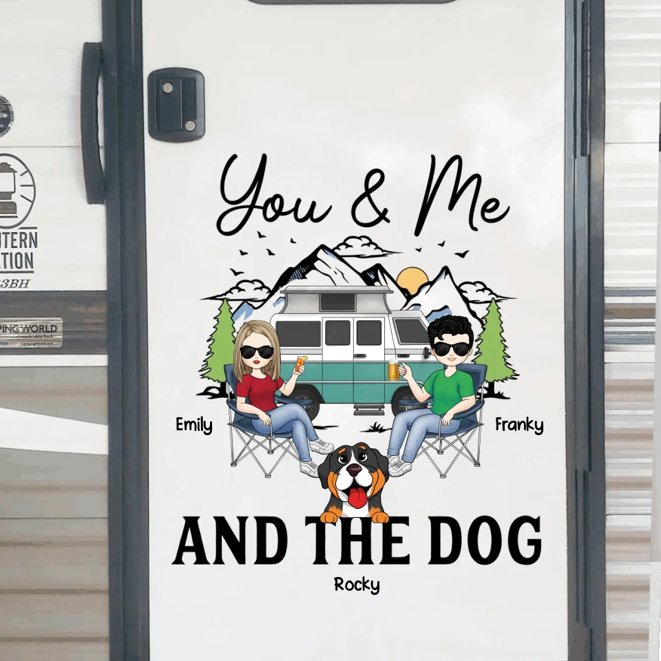 Camping Couple You Me & The Dogs - Personalized Decal, Gift For Campers, Dog Lovers - PCD194UP