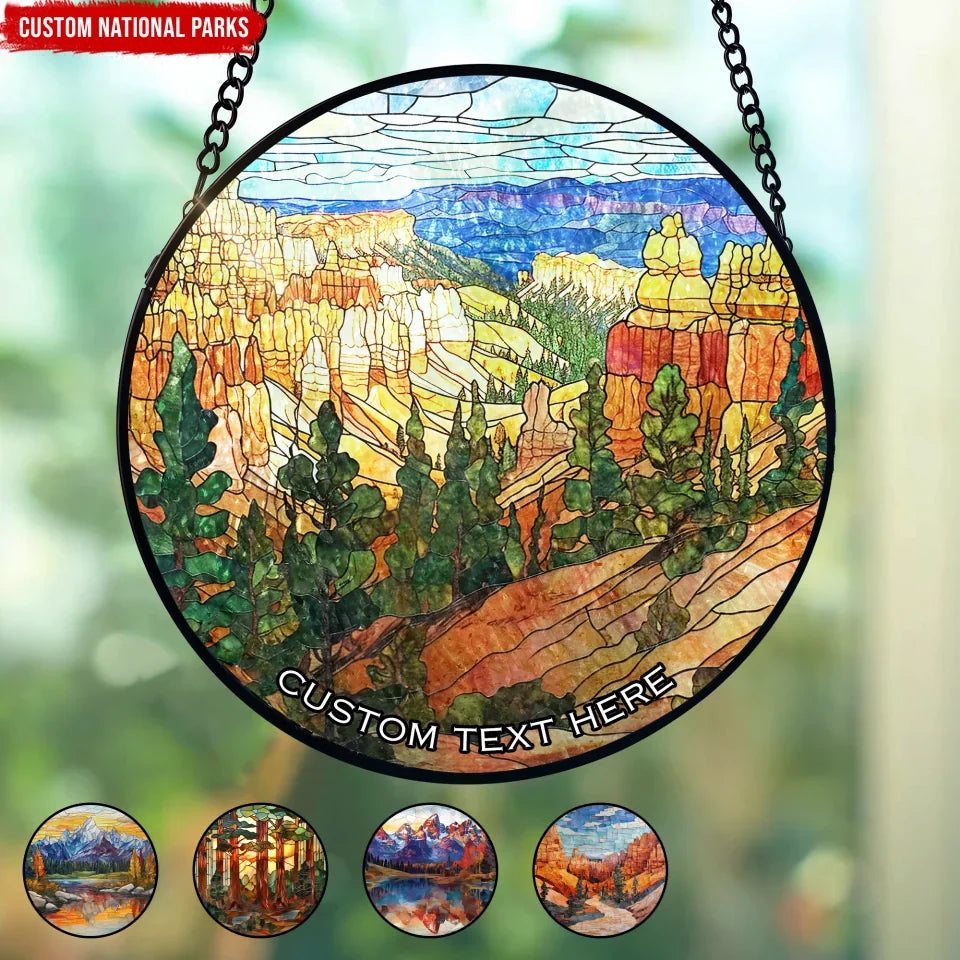 US National Parks - Personalized Window Stained Glass, Suncatcher Window Hangings, Adventure Camping Decoration - WSG197UP