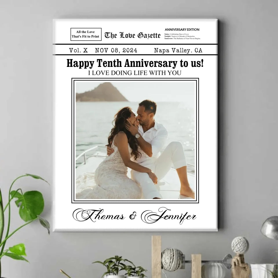 The Love Gazette - Personalized Canvas, Custom Anniversary Gift, Couple Gift, Couple Home Decor  - CA525YV