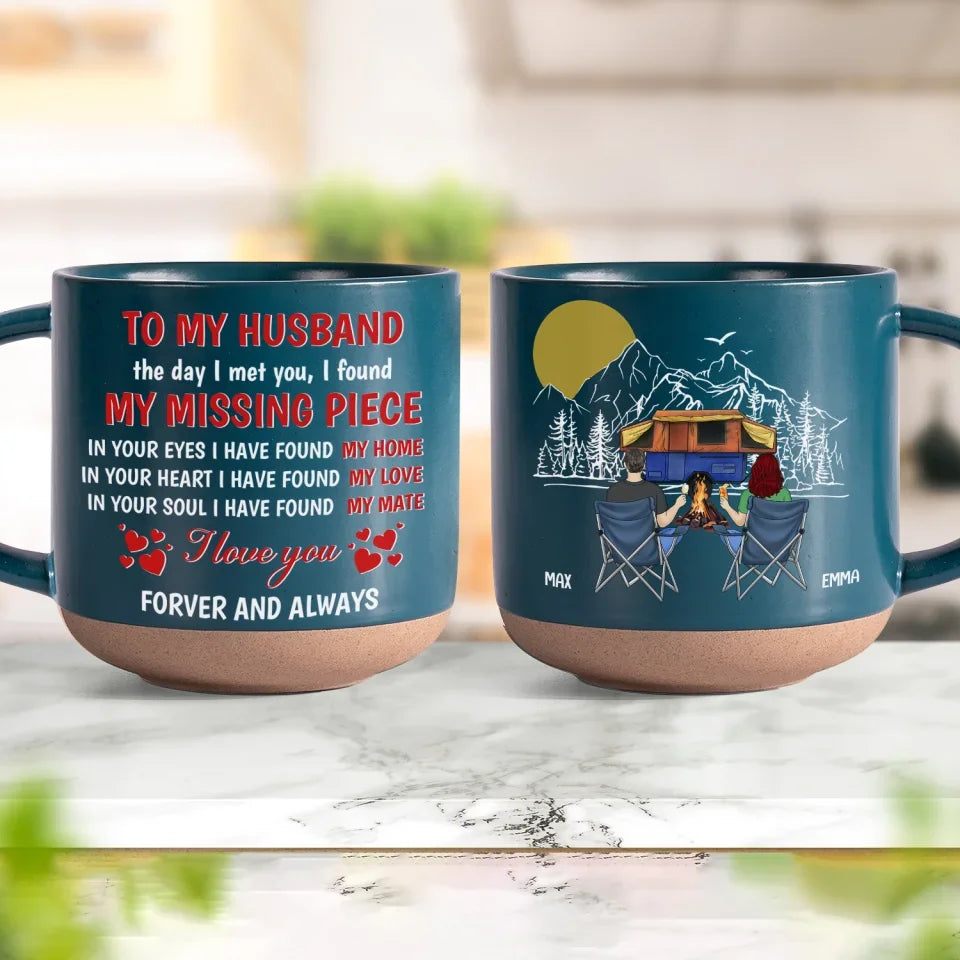 Camping To My Husband - Personalized Pottery Mug, Gift For Couple Camping , Camping, camping gift,camping,campsite,campgrounds,custom gift,personalized gifts,Campfire mug, camp mug, camper mug, custom camping mug, custom camp mug,Funny coffee mug, mugs, mug, tea mug, beer mug, personalized mug, personalized mugs, custom coffee mug