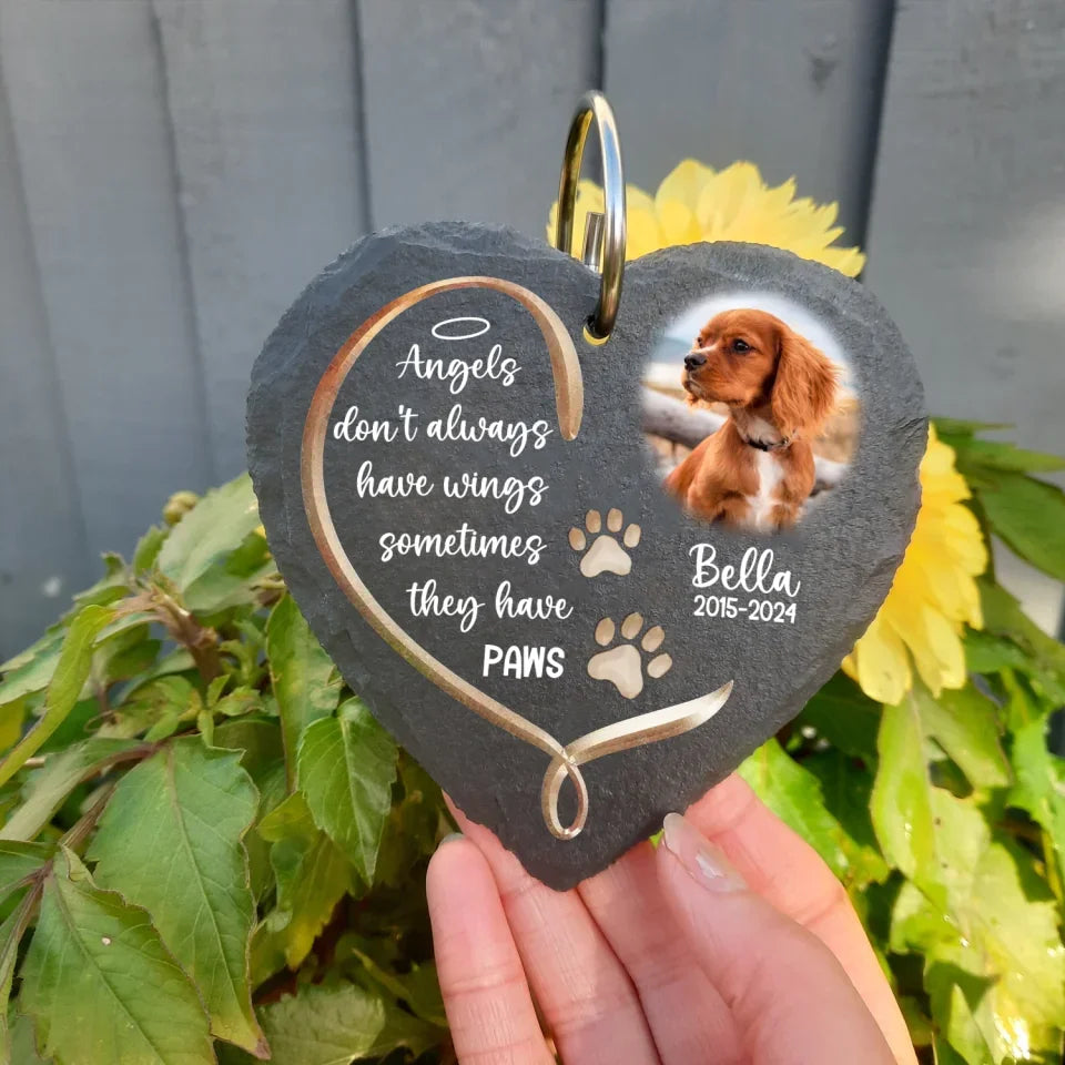 Angels Don't Always Have Wings Sometimes They Have Paws - Personalized Garden Slate, Pet Memorial Gift, Sympathy Gift - GS547YV