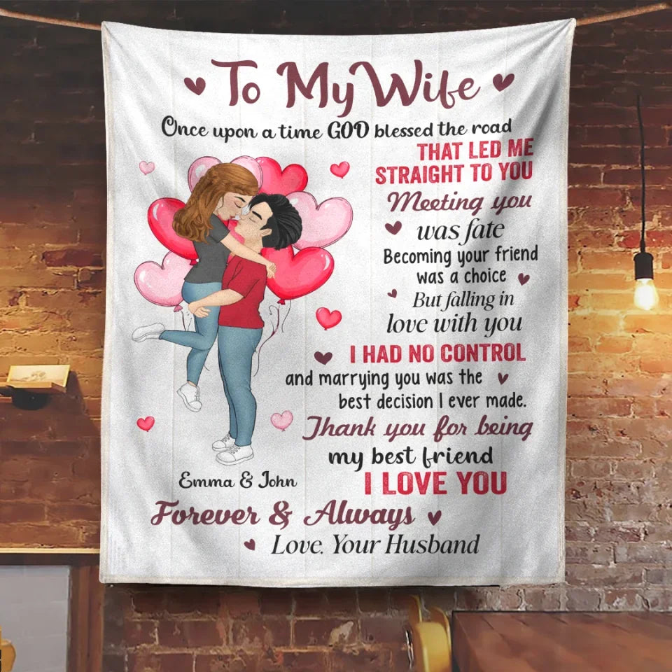 To My Wife, Meeting You Was Fate - Personalized Blanket - Gift for Wife, Anniversary Gift, Valentine Gift for Her , Blanket, blankets, personalized blanket, throw blanket, valentine, valentine gift, personalized valentine gift, valentines gift, gift for her, gift for him, custom blanket