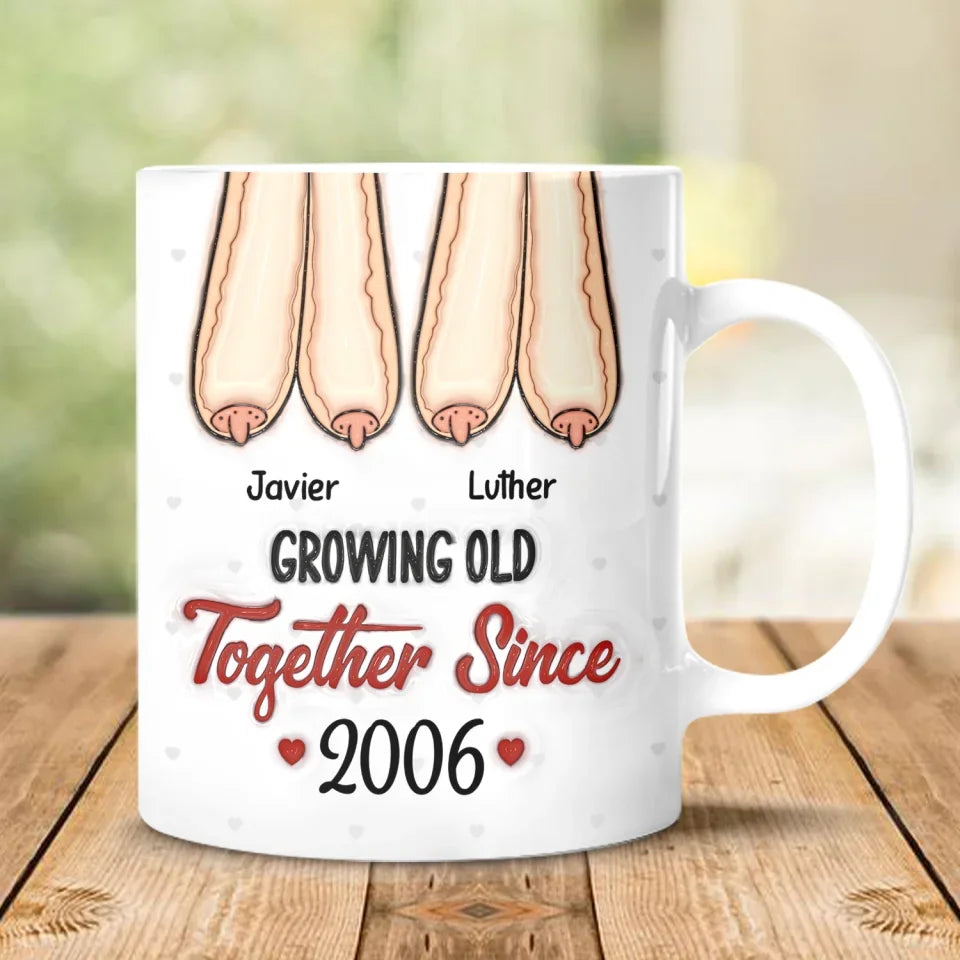 Growing Old Together Since - Personalized 3D Inflated Effect Printed Mug, Couples Gift - M537TL